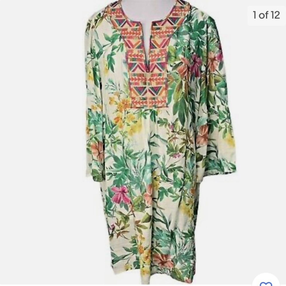 Johnny Was Workshop Medium Tropical Dress Cover Up